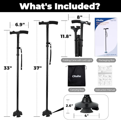 Gehstock Faltbar mit 45° Einstellbar LED-Licht