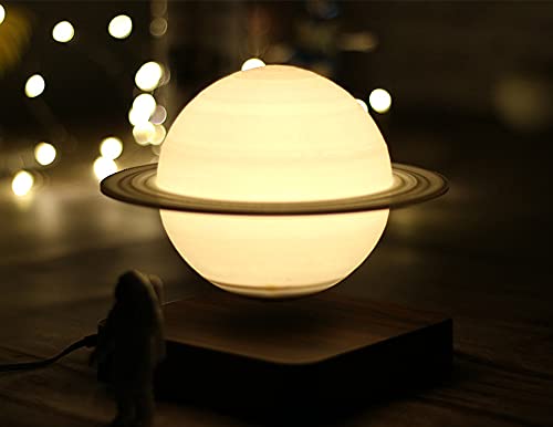 Kiko-ershaa Magnetic Levitation Lamp 3D Printing LED Saturn Lampe Nachtlicht Schwimmlampe 360 ° drehbare Lampe 3 Farben ändern Globale Schreibtischlampe für Wohnzimmer Schlafzimmer Dekor