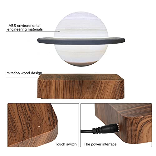 Kiko-ershaa Magnetic Levitation Lamp 3D Printing LED Saturn Lampe Nachtlicht Schwimmlampe 360 ° drehbare Lampe 3 Farben ändern Globale Schreibtischlampe für Wohnzimmer Schlafzimmer Dekor