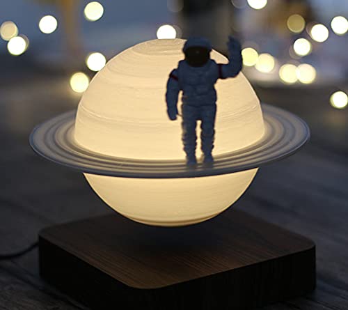 Kiko-ershaa Magnetic Levitation Lamp 3D Printing LED Saturn Lampe Nachtlicht Schwimmlampe 360 ° drehbare Lampe 3 Farben ändern Globale Schreibtischlampe für Wohnzimmer Schlafzimmer Dekor