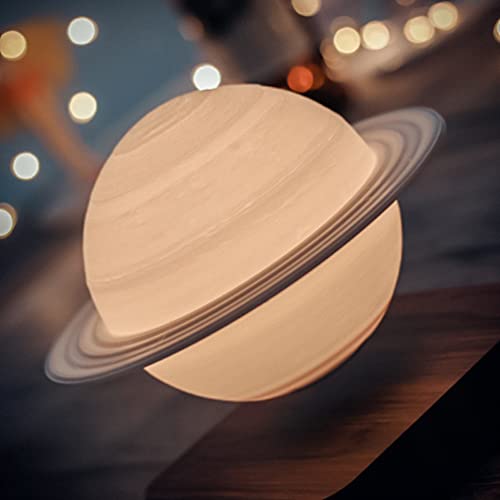 Kiko-ershaa Magnetic Levitation Lamp 3D Printing LED Saturn Lampe Nachtlicht Schwimmlampe 360 ° drehbare Lampe 3 Farben ändern Globale Schreibtischlampe für Wohnzimmer Schlafzimmer Dekor