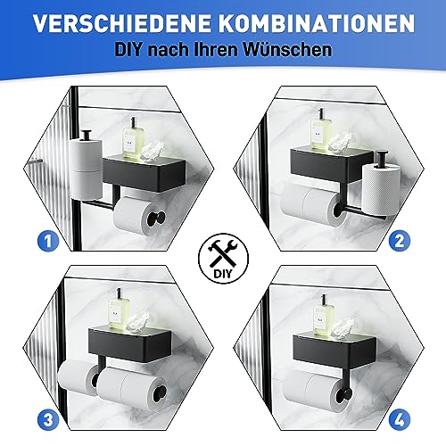 Exllena Toilettenpapierhalter ohne Bohren, Klopapierhalter mit Feuchttücherbox aus Edelstahl von Premium -Qualität, Mehrzweck Toilettenpapierhalter mit Feuchttücherbox für Badzimmer, Küche usw.